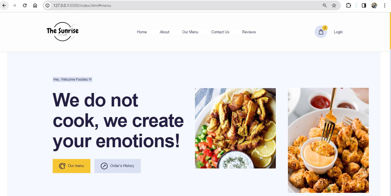 The Sunrise Restaurant Dashboard